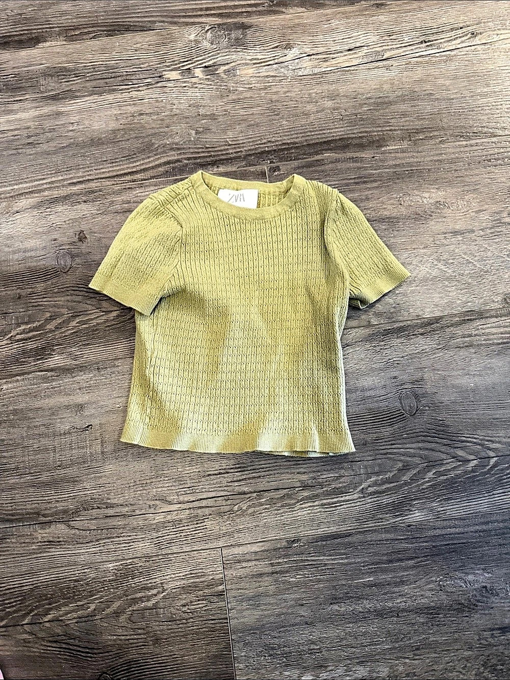 Zara Girls Green Knit Tee Size 9-10 Like New